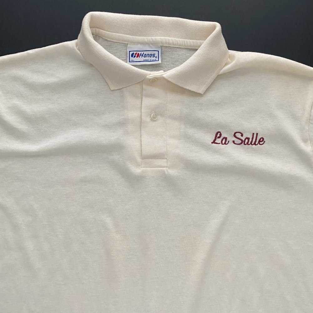 Vintage La Salle Academy Logo Polo Shirt Made in USA XL